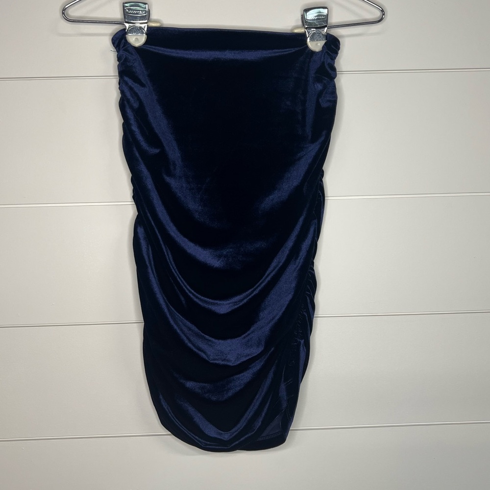 Ruby Ribbon Ruched Velour Dark Blue Set - Picture 6 of 11